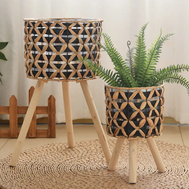 Rattan Plant Basket - وعاء زهور من الخوص المنسوج يدويًا،