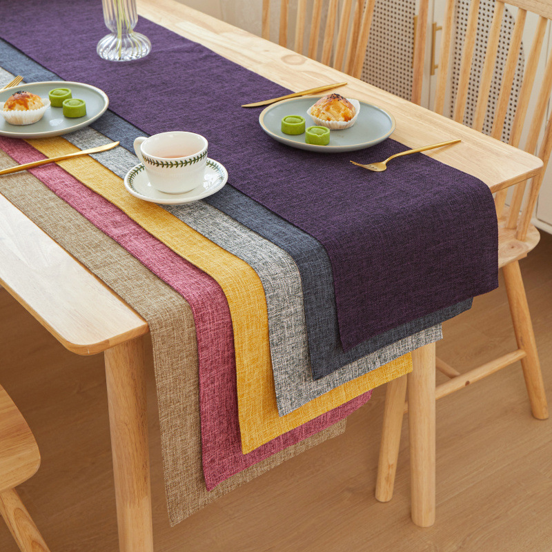 جديد سميكة الكتان بلون ضوء فاخ - مراجعة Linen Table Runner وسعره