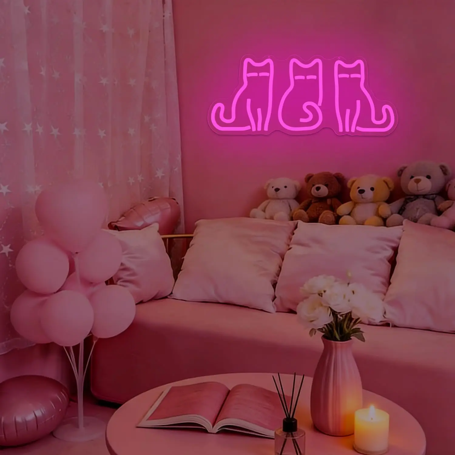 لافتة نيون على شكل قطط مع إضاء - مراجعة Home Decor Theme وسعره