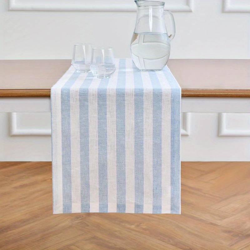 مفرش طاولة مخطط أفقي باللونين  - مراجعة Linen Table Runner وسعره