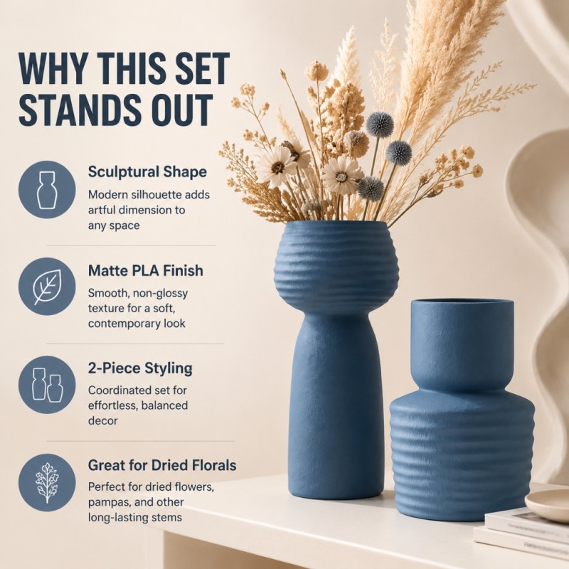 طقم مزهريات زرقاء بتصميم خشن و - مراجعة Pampas Grass Decor وسعره