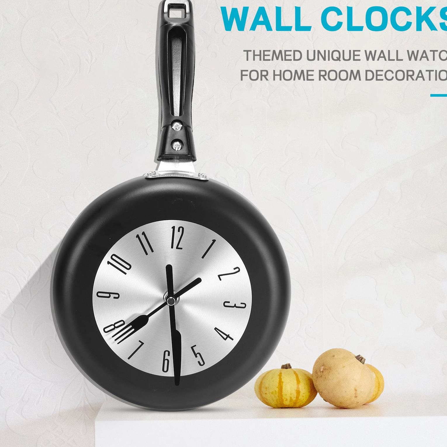ساعة حائط معدنية بتصميم مقلاة  - مراجعة Home Decor Theme وسعره
