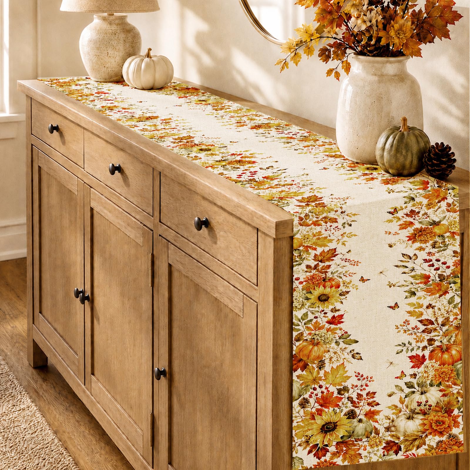 مفرش طاولة بتصميم دوار الشمس و - مراجعة Linen Table Runner وسعره