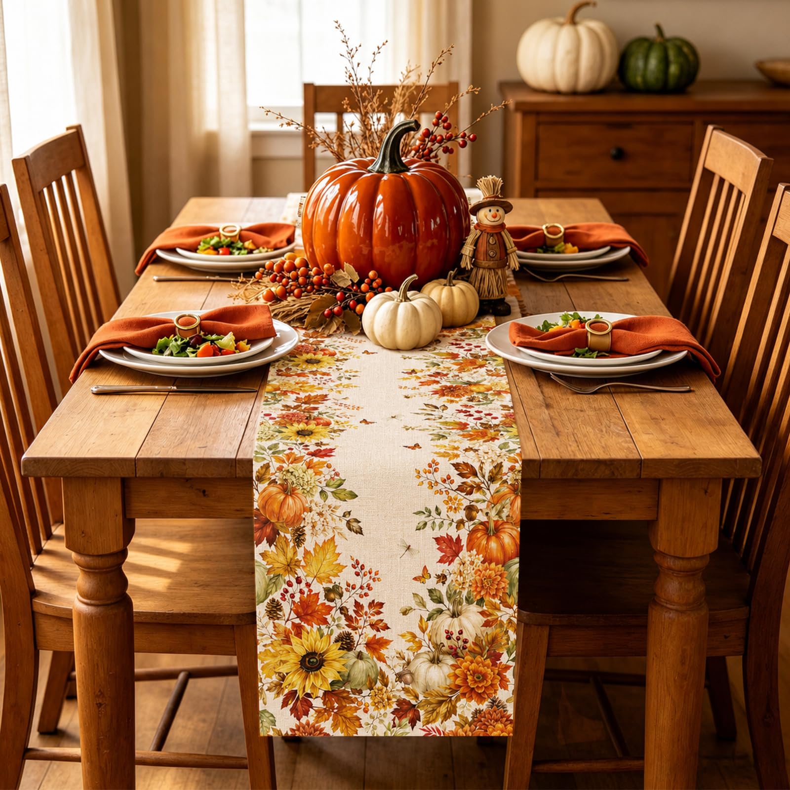 مفرش طاولة بتصميم دوار الشمس و - مراجعة Linen Table Runner وسعره