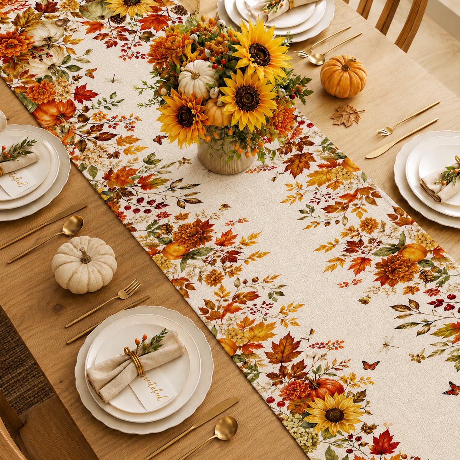 مفرش طاولة بتصميم دوار الشمس و - مراجعة Linen Table Runner وسعره